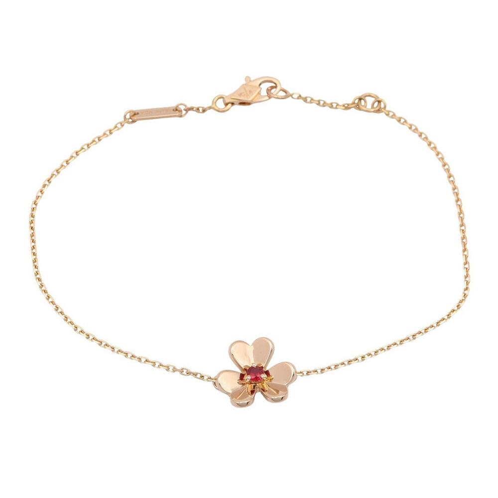 VAN CLEEF & ARPELS 18k Gold Ruby Charm Bracelet